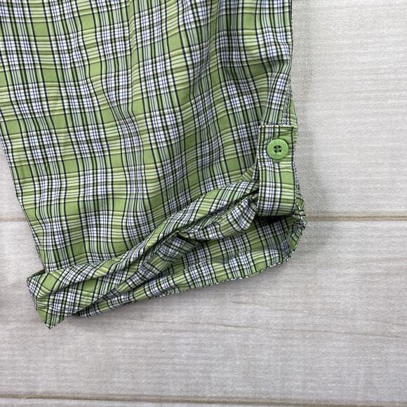 Lole Bermuda Shorts Womens 10 Green Plaid Roll Up Leg Stretch Water Resistant - Picture 2 of 11